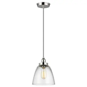 Elstead Baskin 1 Light Dome Ceiling Pendant Polished Nickel, E27