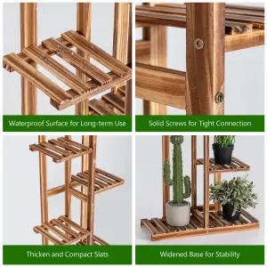 Costway 5 Tier Flower Stand Wooden Vertical Potted Plant Rack Home Garden Freestanding Display Shelf