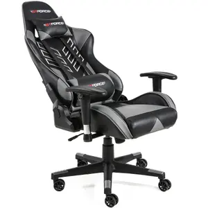 GTForce Pro St Reclining Sports Racing Gaming Office Desk Pc Car Faux Leather Chair (Grey)