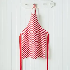 Catherine Lansfield Christmas Candy Cane Cotton 70x80 cm Kitchen Adult Apron White Red