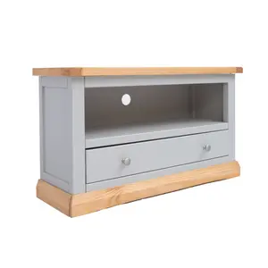 Bomporto Light Grey 1 Drawer TV Cabinet Chrome Knob