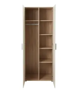 Lamego Modern Matt & high gloss white oak effect Double Wardrobe (H)2009mm (W)787mm (D)497.5mm