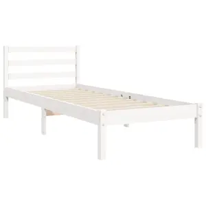 Berkfield Bed Frame with Headboard White Single Solid Wood