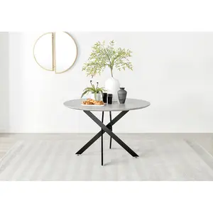 Tierra Modern Chrome Metal & Glass Round Dining Table Set with 4 Luxury Velvet Dining Chairs Black / Black / 75 x 120 x 120cm