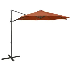 Berkfield Cantilever Umbrella with Pole and LED Lights Terracotta 300 cm