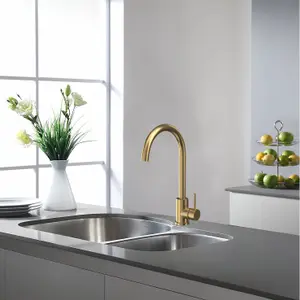 Keenware KKT-444 Kilburn Contemporary Monobloc Kitchen Mixer Tap: Brushed Brass