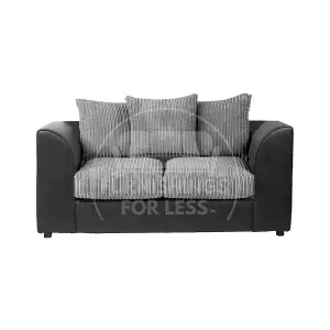 Luxor Jumbo Cord 3 + 2 Black and Grey Fabric Sofa Suite