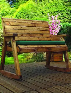 Bench Rocker with Cushions - W120 x D77 x H102 - Fully Assembled - Green