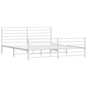 Berkfield Metal Bed Frame with Headboard and Footboard White 200x200 cm