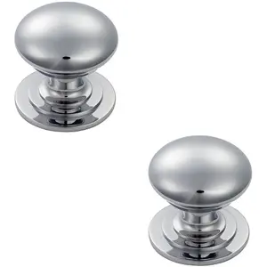 2x Victorian Round Cupboard Door Knob 25mm Dia Polished Chrome Cabinet Handle