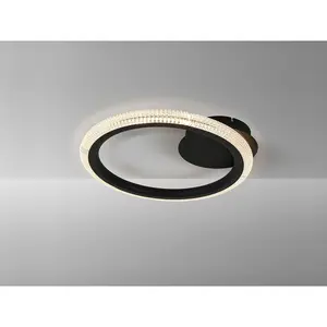 Luminosa Ring Integrated Led Semi Flush Light Matt Black, Transparent 3000K 893Lm