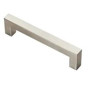 Square Linear Block Pull Handle 142 x 14mm 128mm Fixing Centres Satin Steel