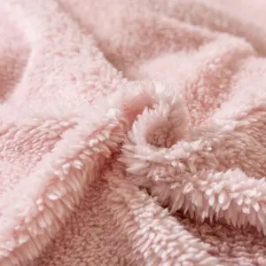 Teddy Fleece Duvet Cover set Pink / Double - 2 Standard Pillowcases