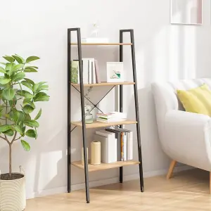 Berkfield 4-Tier Standing Shelf Light Brown and Black 56x35x140 cm