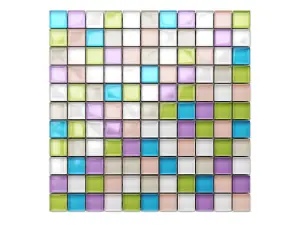 Glass mosaic on mesh for bathroom or kitchen 300mm x 300mm - Gummy bears