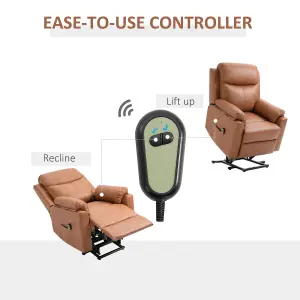 HOMCOM Power Lift Chair Electric Riser Recliner with Remote Control, Brown