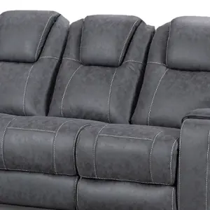 Sydney Grey Full Fabric Manual Reclining Sofa Suite