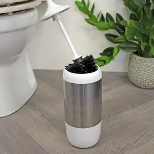 Showerdrape Elite White Chrome Toilet Brush & Holder