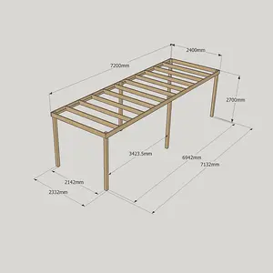 Garden Pergola 6 Posts - Wood - L240 x W720 x H270 cm - Light Green