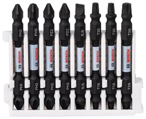 Bosch Professional Impact Double Ended Bit Pack 65mm,PH1-PH2,PH2-PH3,PH2-PZ2,PH2-PZ2,SL1x5.5,T15-T20,T15-T20,T25-T30 Pick & Clic