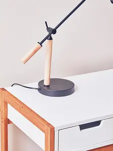 Interiors by Premier Matte Black Table Lamp, Easy to Assemble Bedside Table Light, Eco-friendly Lamp for Table Living Room