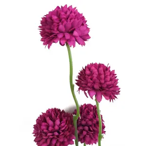 Pack of 6 x 50cm Dahlia Pompom Pink Artificial Stem