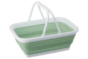 Maison by Premier Averill Collapsible Green White Basket With Handles