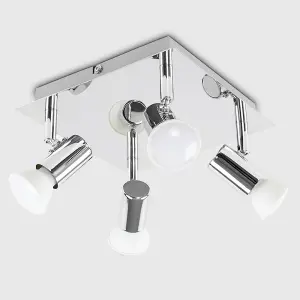 ValueLights Modern Square Chrome 4 Way GU10 Ceiling Spotlight