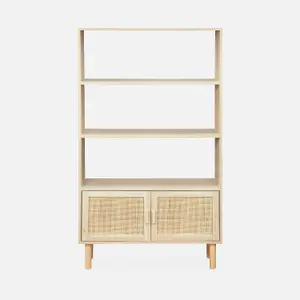 sweeek. Woven rattan bookcase with storage cupboard Camargue Natural 80x30x140 cm