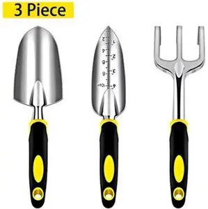 B&Q 3 Piece Gardening Tools Set Aluminium Garden Kit Trowel Secateurs Fork Weeder