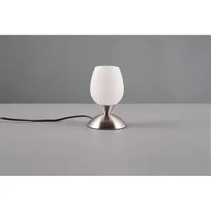 Luminosa Cup Ii Modern Table Lamp Nickel Matt, Glass Shade - UK Stock