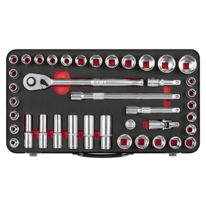 Sealey Socket Set 1/2"Sq Drive 40pc - Metric/Imperial - Premier Platinum Series AK7925