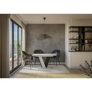 Extendable Dining Table Ameila Light Grey/Black