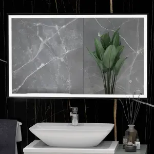 RAK Picture Square 600x1200 Matt Black Square with Touch Sensor Illuminated Mirror IP44