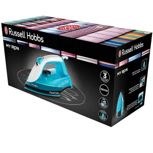 Russell Hobbs 25580 My Iron Steam Iron 1800W, 0.26L Water Tank - Blue and White