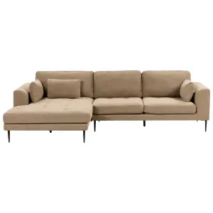 Corner Sofa FLAM Light Brown Fabric Right Hand