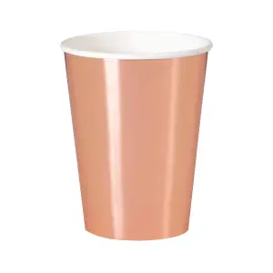 Unique Party Foil 335ml/12oz Foil Paper Cups (Pack of 8) Rose Gold (335ml/12 Imperial Oz)