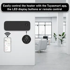 MYLEK Overdoor Black Air Curtain Heater Fan 2000W, Smart WIFI App Or Remote Control 2kw