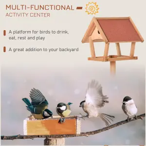 PawHut Wooden Bird Feeder Stand for Garden Backyard Decorative Pre-cut Natural