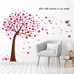 Huge Pink Cherry Blossom Flowers Tree Wall Stickers art Mural Children Wallpaper Stock Clearance