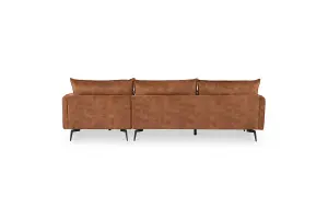 Savoy 3 Seater Velvet Sofa With Right Hand Chaise, Rustic Orange Velvet