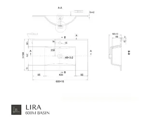 Banyetti Akiro 600mm Wall Hung Basin Unit with Matt Black Handles - Walnut