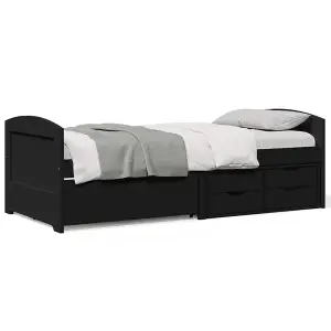 Berkfield Day Bed with 5 Drawers without Mattress IRUN Black 90x200 cm