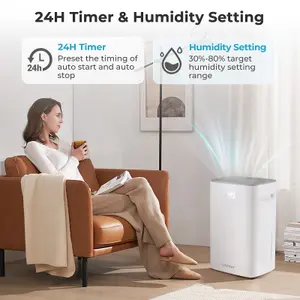 COSTWAY Dehumidifier 24 L Energy Efficient Dehumidifier w/ Auto Drain & 24H Timer