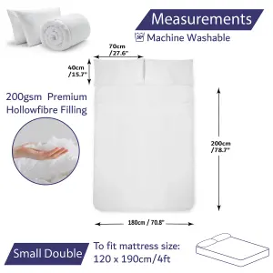 Duvet & Pillows Set Small Double Hypoallergenic Pillows & All Year Duvet 10.5 Tog Soft