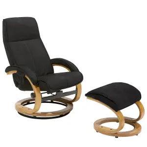 Massage Chair with Footstool HERO Fabric Black