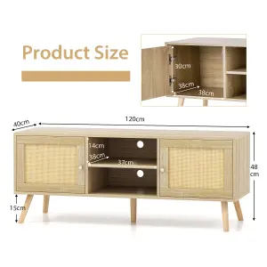 Costway TV Stand for TVs up to 55" Rattan Media Console Table