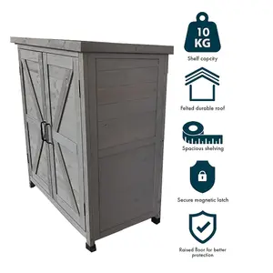 Small Wooden Garden Storage Cabinet in Grey