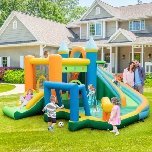 Costway Inflatable Water Slide Blowup Water Park Wet Dry Combo Bounce House