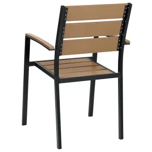 Set of 6 Garden Chairs VERNIO Light Wood-Black